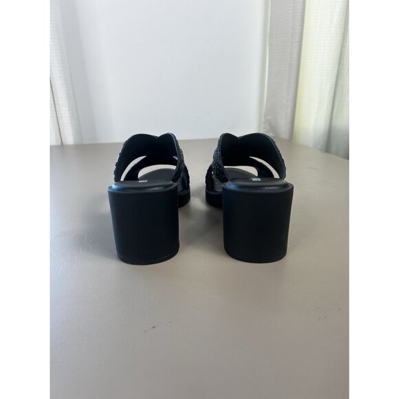 Melissa x Baja East Collab Black Python Strappy Block Heel Slide Sandals Women 7 - Picture 6 of 13